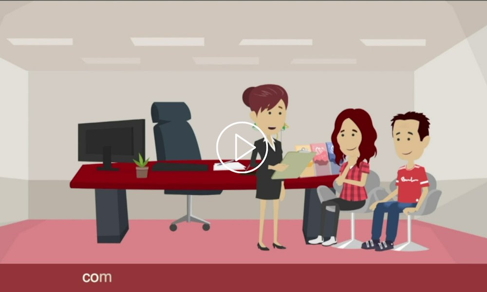 GENERALI. Seguros del hogar en Córdoba GENERALI. Seguros del automóvil en Córdoba. Dibujo de una pareja contratando un seguro.